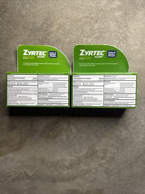 Zyrtec Indoor & Outdoor Allergy Relief 25 Liquid Gels (2Packs) 50 gels in total