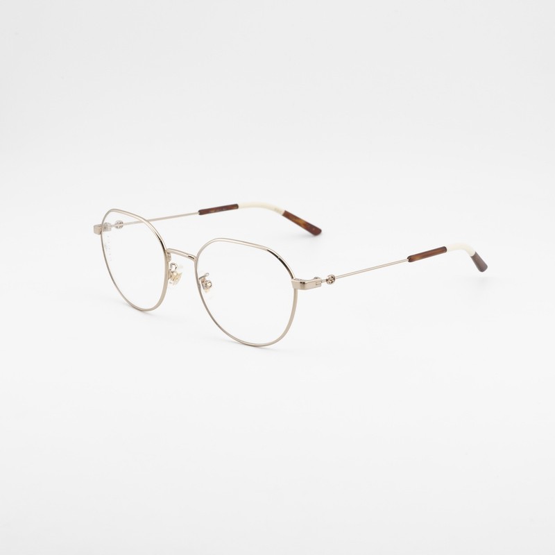 GUCCI GG0684O 001 Shiny Gold 51mm Eyeglasses New Authentic