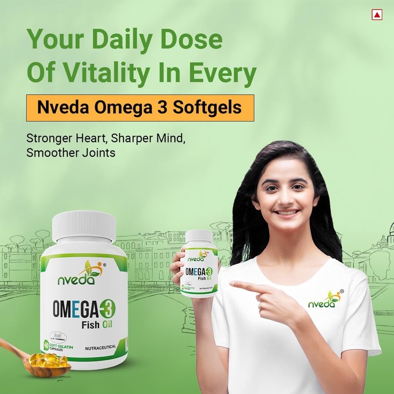 Nveda Omega 3 Fish Oil 1000mg with 180mg EPA & 120mg DHA | 60 soft capsules gallery