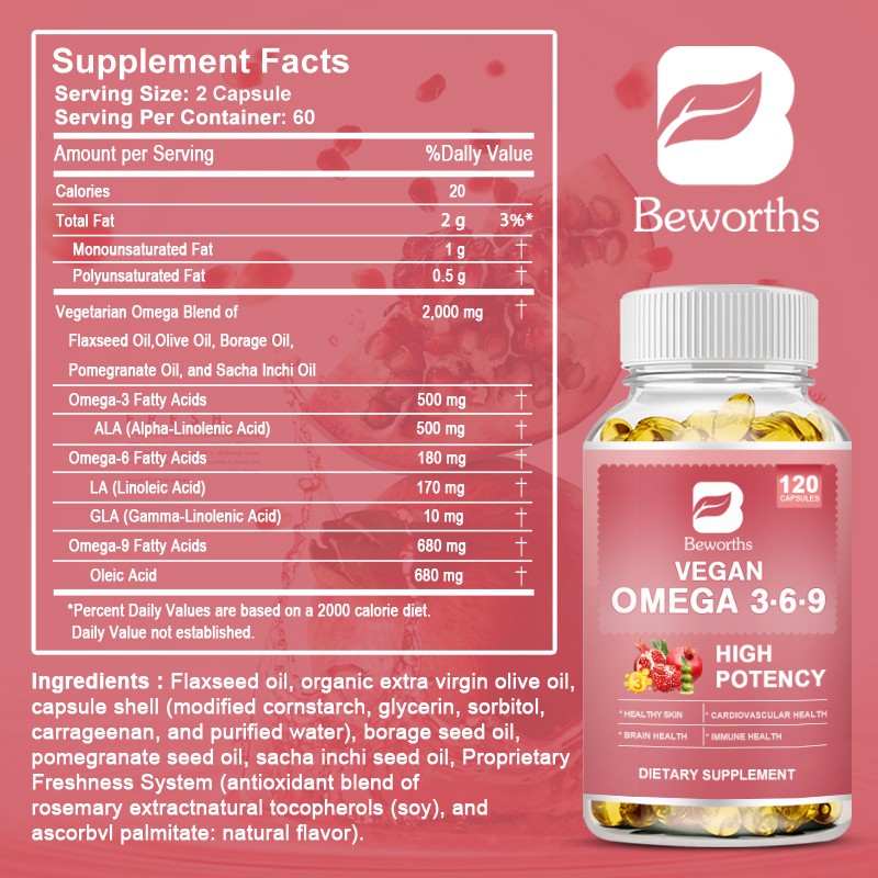 Omega 3-6-9 120 Softgels 2000MG Essential Fatty Acid Complex Supplement gallery