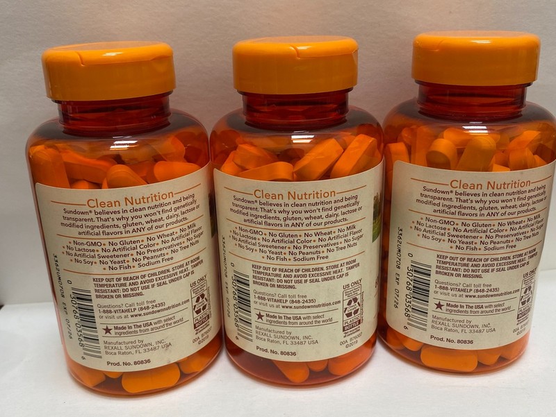 Lot of 3 Sundown Calcium 600 MG Dietary Supplement 120 Caplets Exp 6/26+ gallery