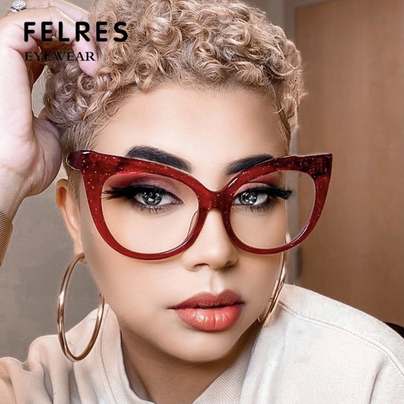 Women Anti-Blue Light Oversize Eyeglasses Clear Lens Cat Eye Glasses Frames New