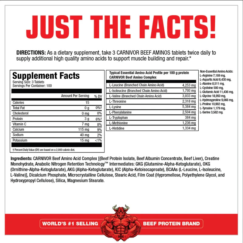 MUSCLEMEDS CARNIVOR BEEF AMINOS (300) bcaa eaa mass shred liver creatine protein gallery