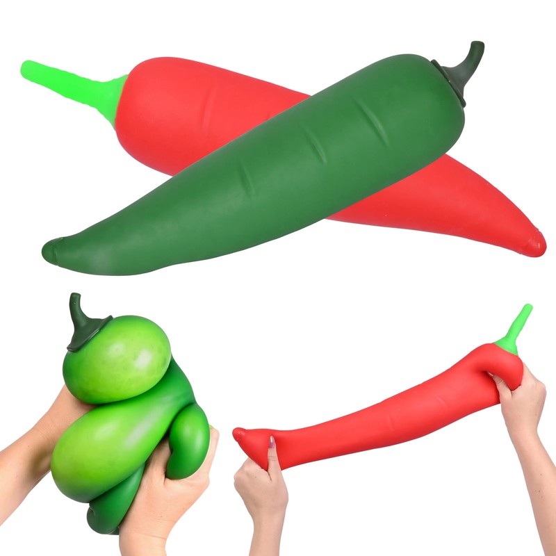 2 Pack Jumbo Squishy Peppers – Red and Green Stress Toys