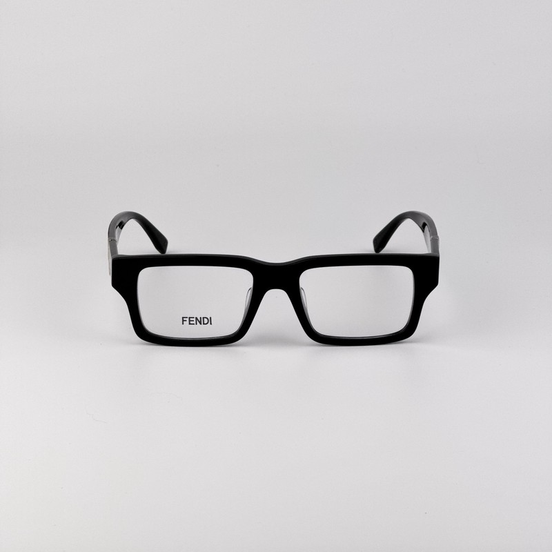 Fendi DIAGONAL Men Eyeglasses Square Black Demo FE50114F 001 NEW AUTHENTIC