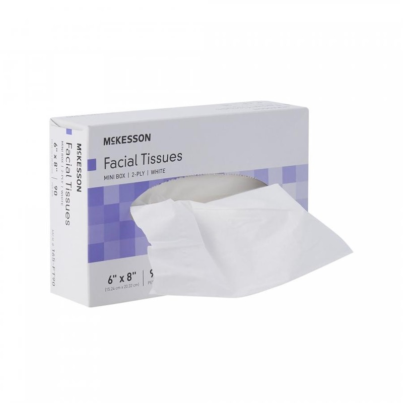 McKesson Facial Tissues, White, Flat Box, 6×8″, 2-Ply, 90 Ct, 90 Ct