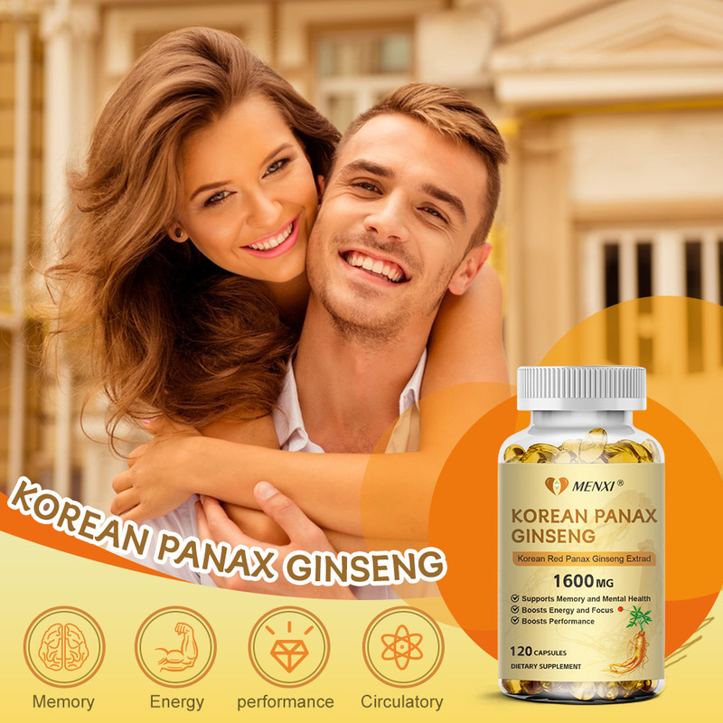 Korean Panax Ginseng Extract 1600 mg Per Capsule I 120 Vegan Softgels I New gallery