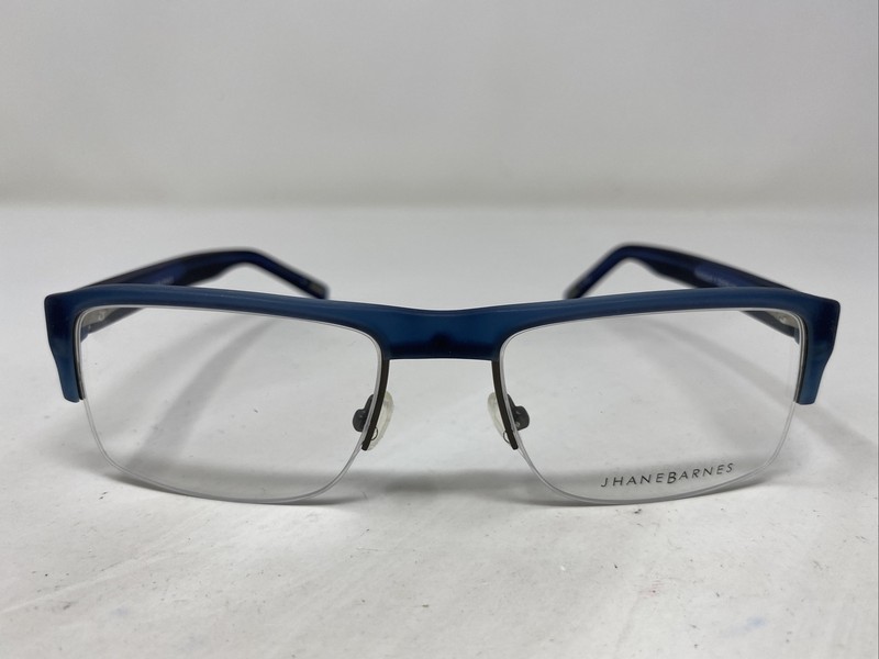 Jhane Barnes Pendulum BL 52-18-135 Blue Plastic Half Rim Eyeglasses Frame N370