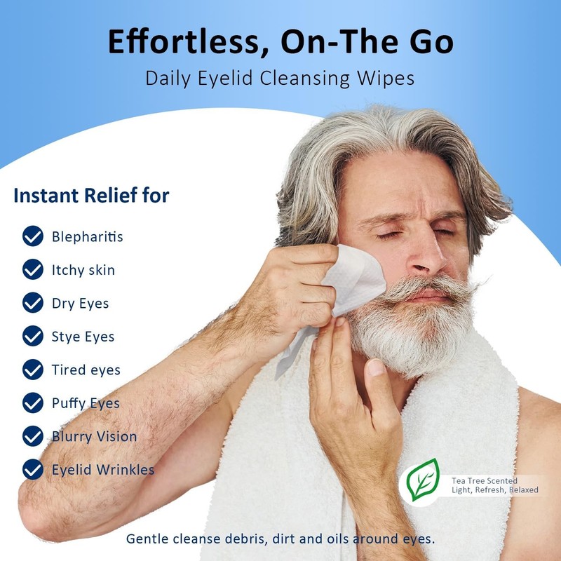 Travel-Friendly Tea Tree Oil Eye Wipes – 14 Extra Large Daily Cleansing Packs gallery