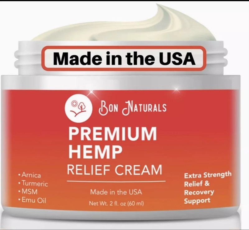 Hemp Pain Relief Cream – MADE IN USA – Fast Natural Pain Relief Back Neck Joint