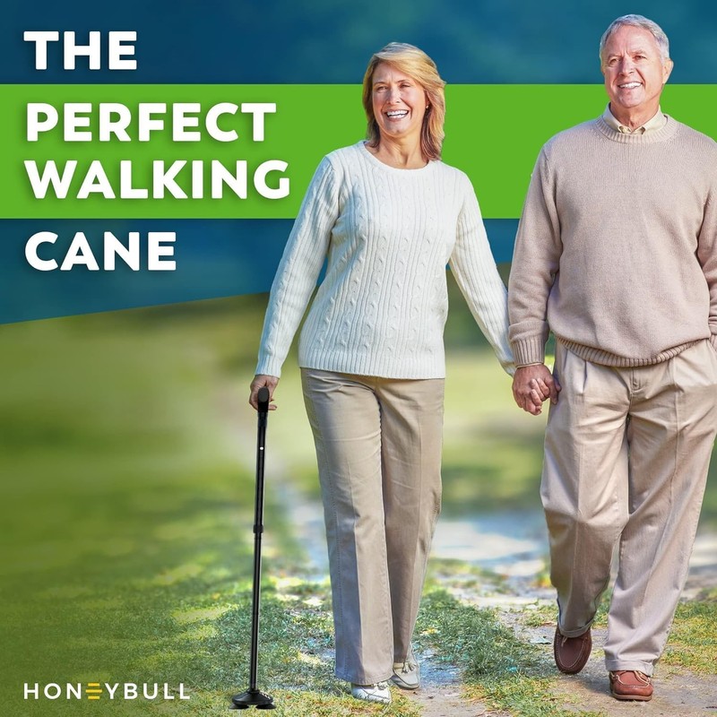 HONEYBULL Walking Cane for Men Women Foldable, Adjustable, Heavy Duty, Free ... gallery