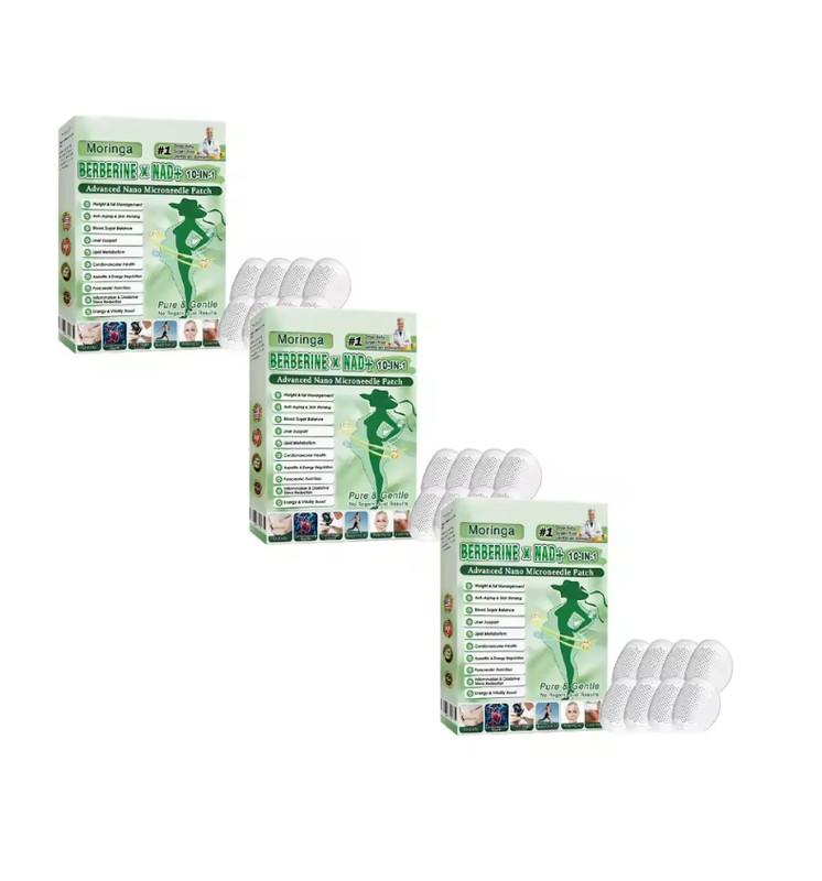 Pack of 3-Moringa Berberine 10-in-1 Advanced Nano Micronedle Patch FREE SHIPPING