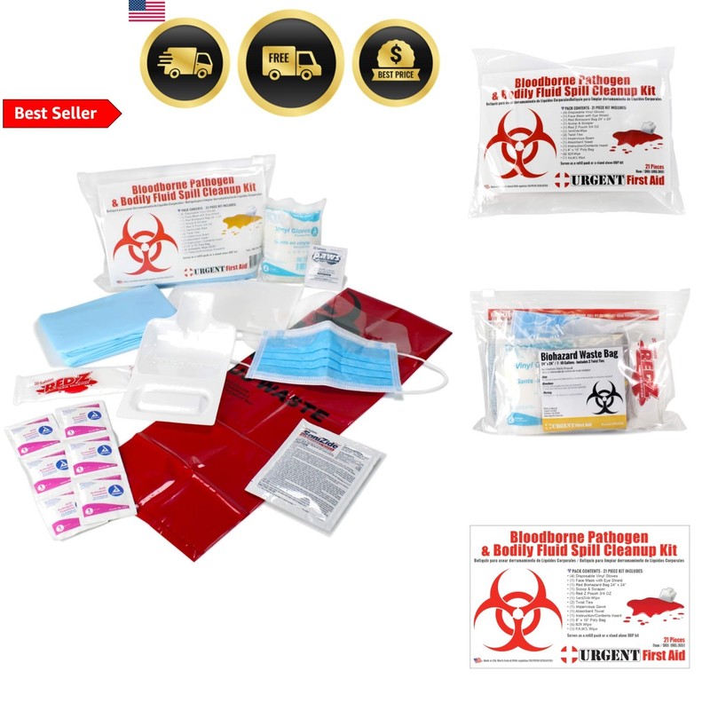 Bodily Fluid Clean Up Kit Spill Kit Bloodborne Pathogen PPE OSHA Compliance