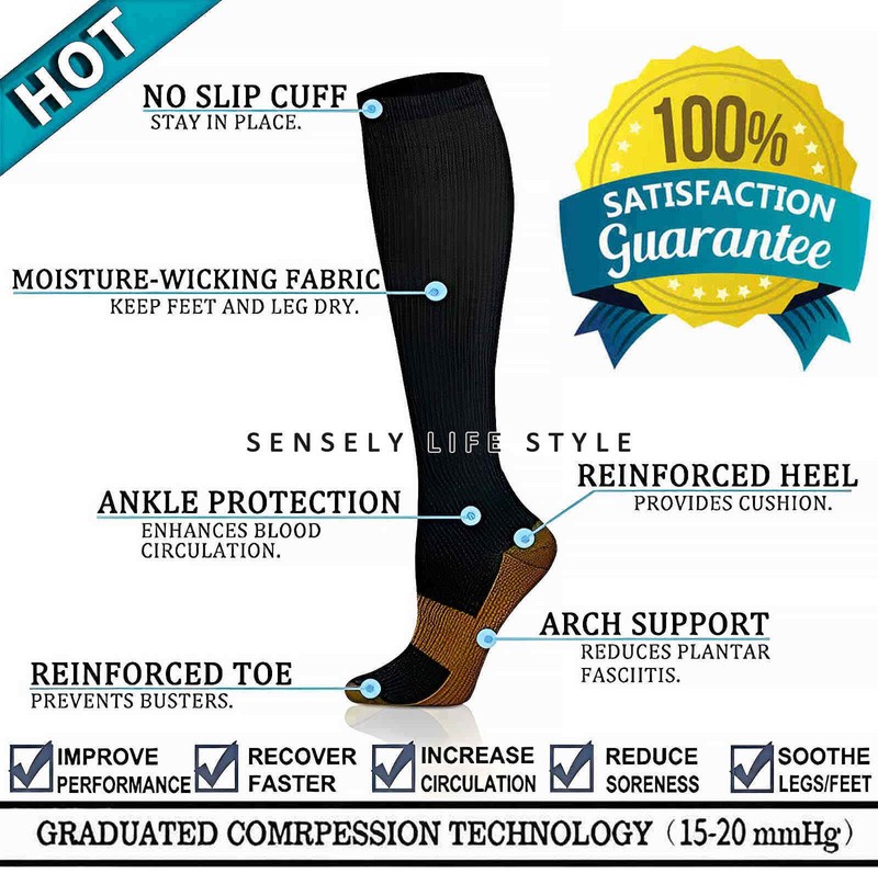 Graduated Compression Socks for Women Relief Tired Men 15-23 mmHg [ 3-6 Pairs ] gallery