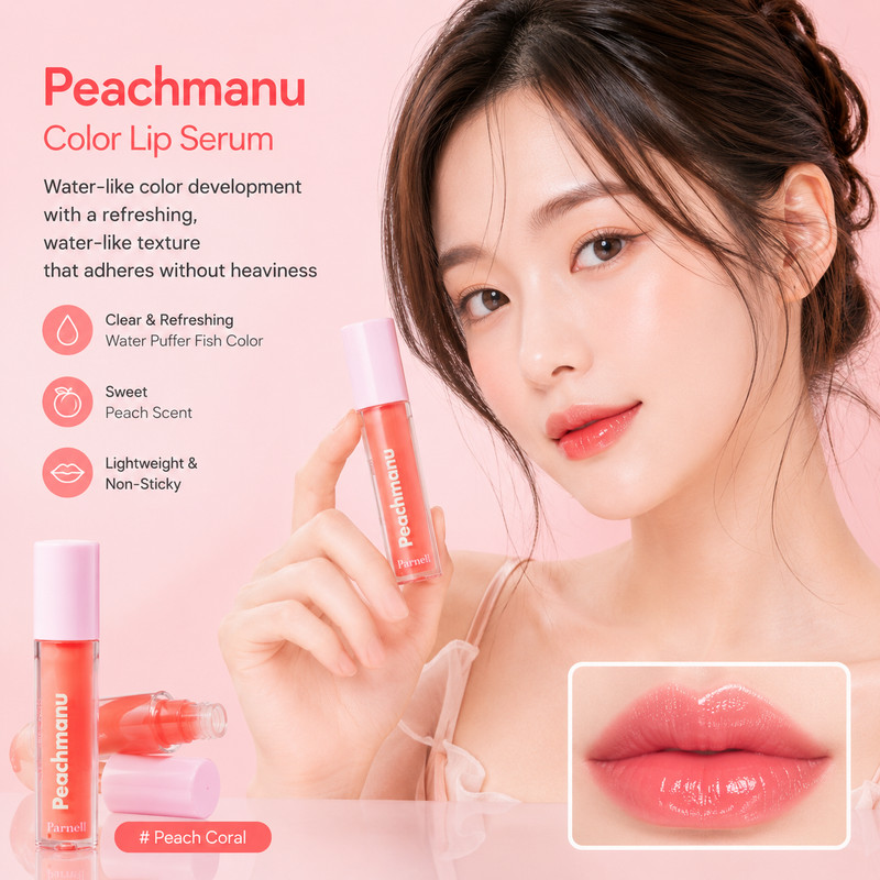 PARNELL Peachmanu Glow Lip Serum 3.3g #02 Coral Lip Gloss gallery