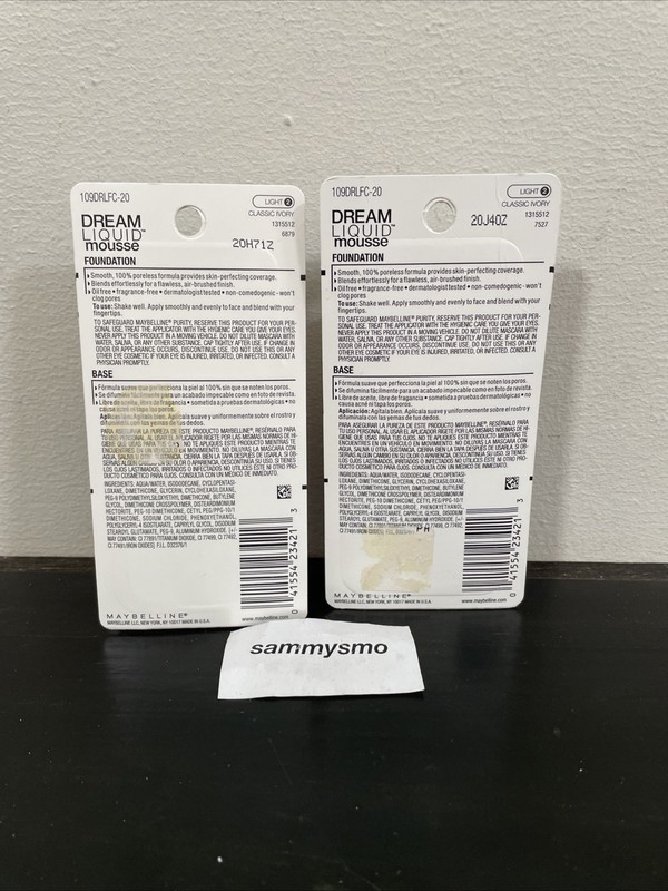 MAYBELLINE DREAM LIQUID MOUSSE Foundation 20 Classic Ivory, light 2 x2 gallery