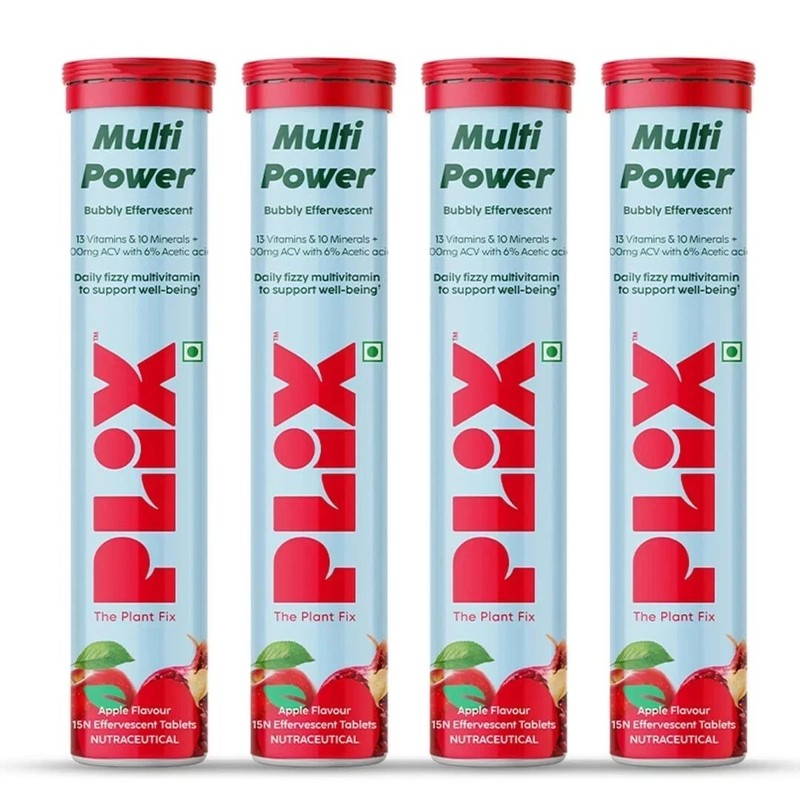 PLIX Multi Power Multivitamin + Apple Cider Vinegar 60 Tablets- Pack of 4