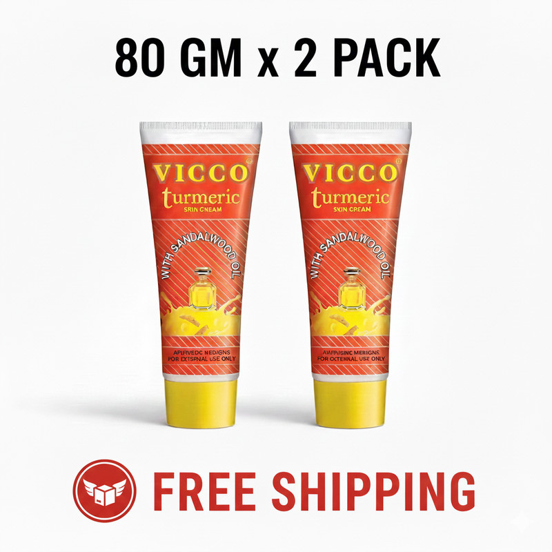 80g X2 Pack Vicco Turmeric Skin Cream Sandalwood Oil Natural Ayurvedic Face Care