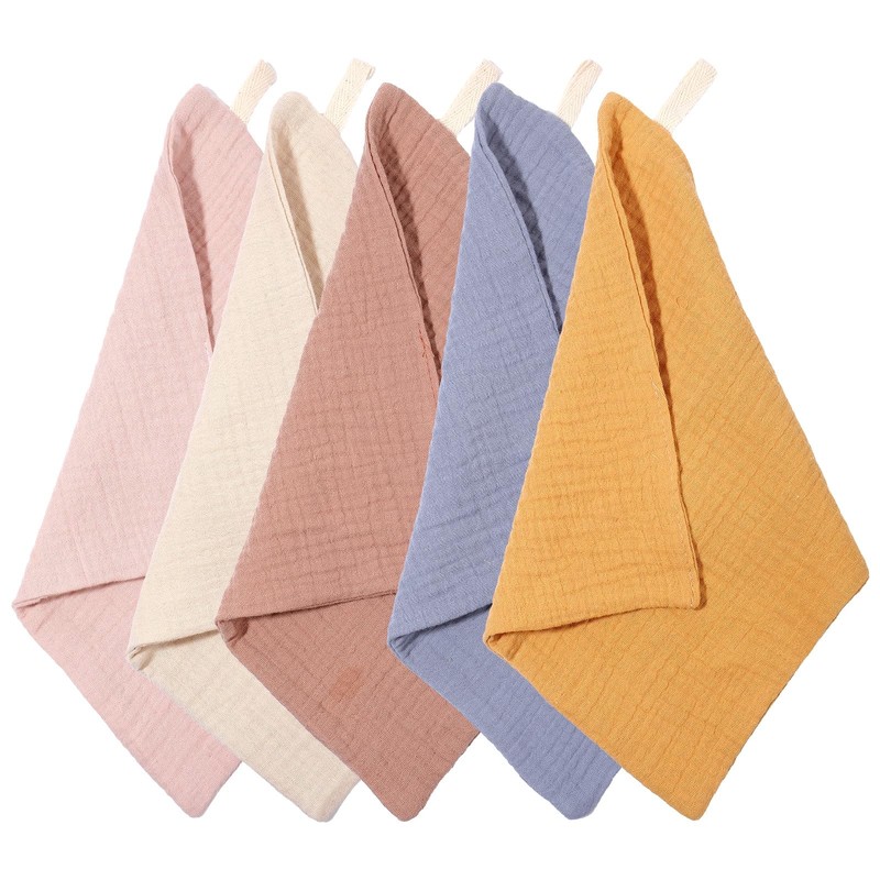 5 Pack Cloths Makeup Cloth Cotton Wash Cloth Soft Muslin Washcloths Breathabl…