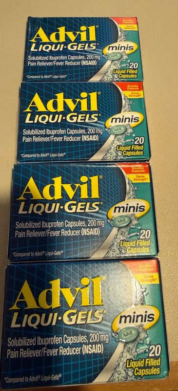 Lot Of 4 Advil Liqui-Gels Ibuprofen Pain Reliever 20 Count Each Exp. 03/28