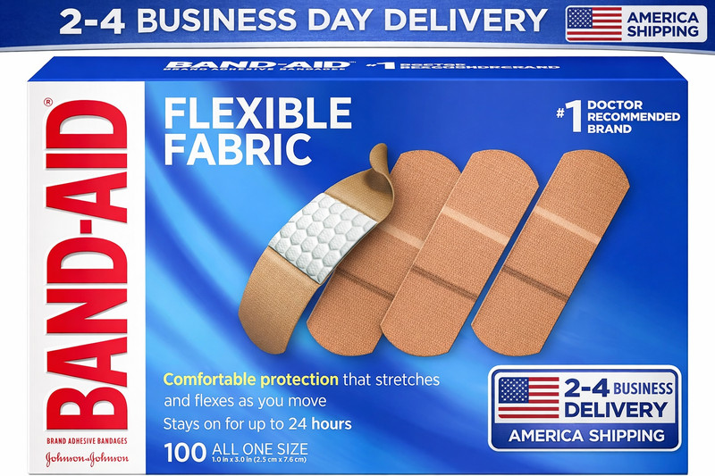 Johnson & Johnson Flexible Fabric Adhesive Bandages – 100 Count