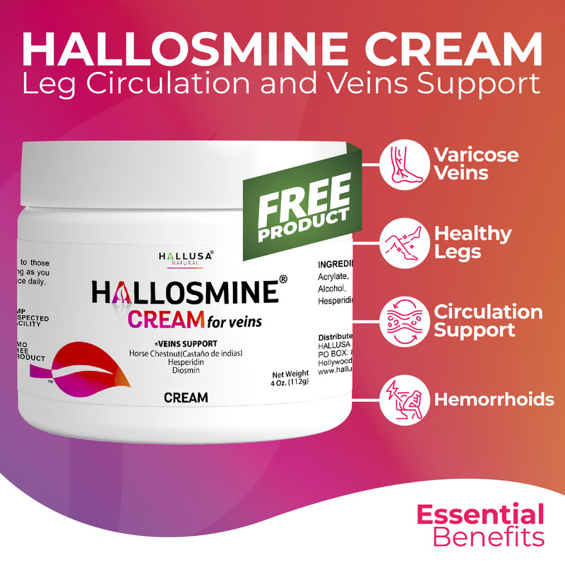 Hallosmine ADVANCE Diosmin 1000mg + FREE Cream for Veins 4 oz - 60 Capsules gallery
