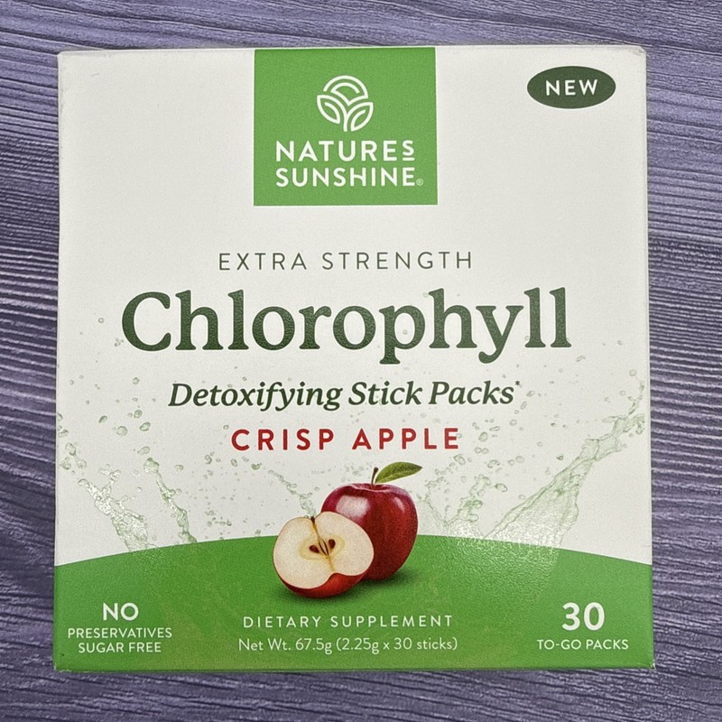 Natures Sunshine Extra Strength Chlorophyll Detoxifying Stick Packs Crisp Apple