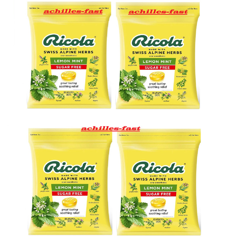 4 PACK – Ricola Sugar Free Lemon Mint Drops, (Total 420) FAST SHIP!!