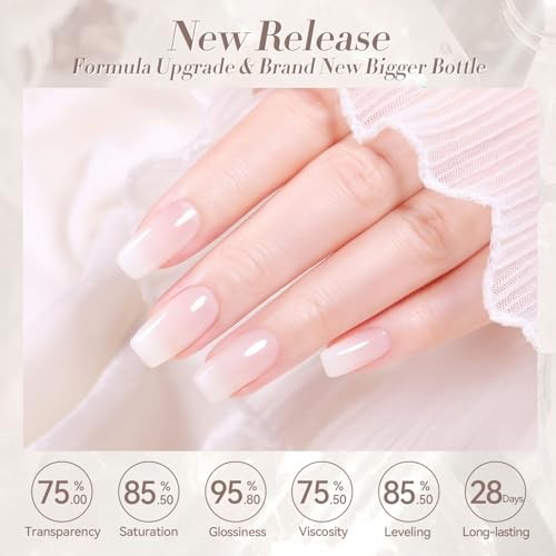 Milky White Gel Nail Polish Jelly White Sheer Translucent Neutral milky white gallery