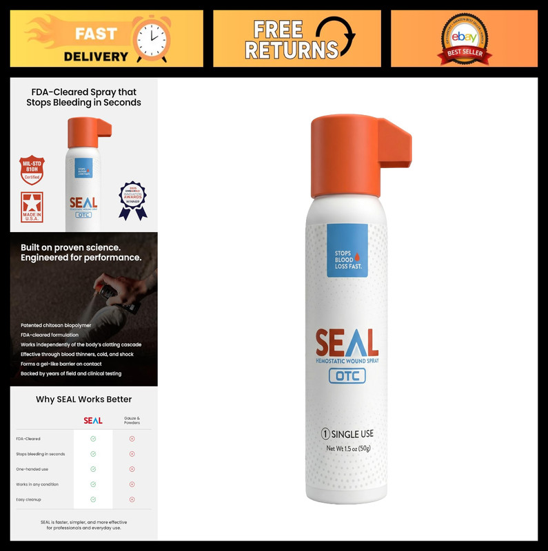 Hemostatic Wound Spray 1.5oz | Rapid Bleeding Control for First Aid Emergency