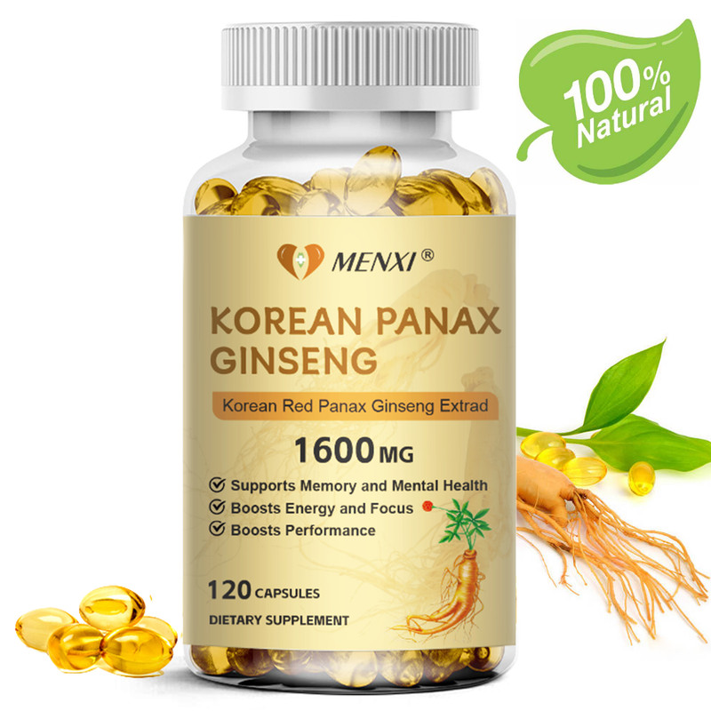 Korean Panax Ginseng Extract 1600 mg Per Capsule I 120 Vegan Softgels I New