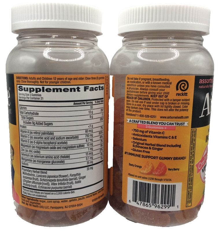 Airborne Immune Support Assorted Fruit All-in-One Product Gummy, 126 Gummies gallery