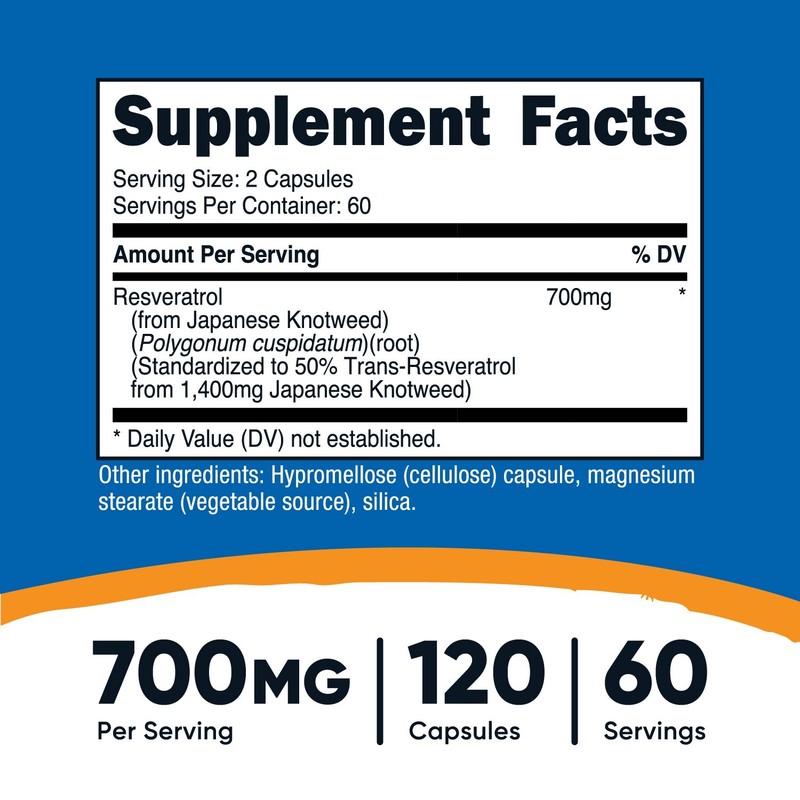 Nutricost Resveratrol 700mg, 120 Capsules - Gluten Free, Non-GMO, Vegan gallery