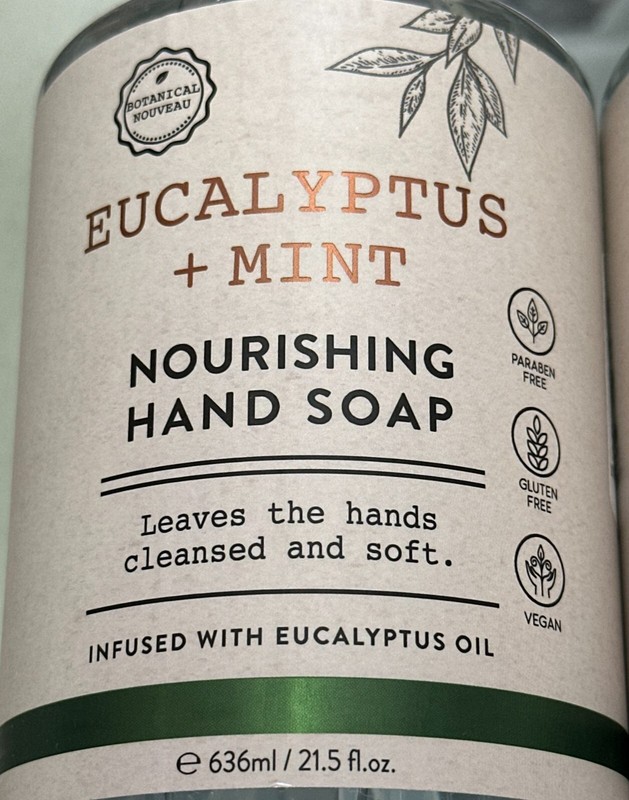 (2-Pack) BOTANICAL NOUVEAU ~ EUCALYPTUS + MINT Nourishing HAND SOAP Made in USA gallery