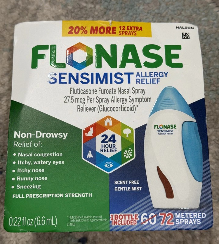 Flonase Sensimist allergy Relief 72 metered Sprays Exp /2027+ damaged box