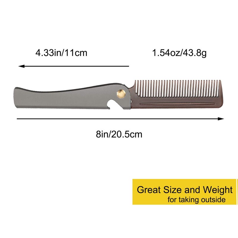 Stainless Steel Folding Comb, Pocket Comb for Men Small (Pack of 1), Black gallery