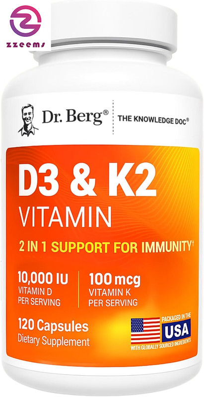 Dr. Berg Maximum Strength 2-In-1 Vitamin D3 K2 10,000 IU | Naturally Derived D3