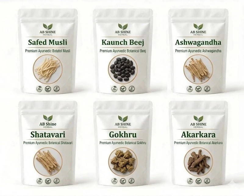 Safed Musli, Kaunch Beej, Ashwagandha, Shatavari Gokhru Akarkara Whole Combo
