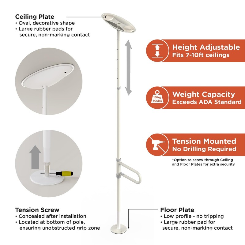 Healthcraft Upole Pivot Bar 7-10 Feet Transfer Pole For Seniors Floor To gallery