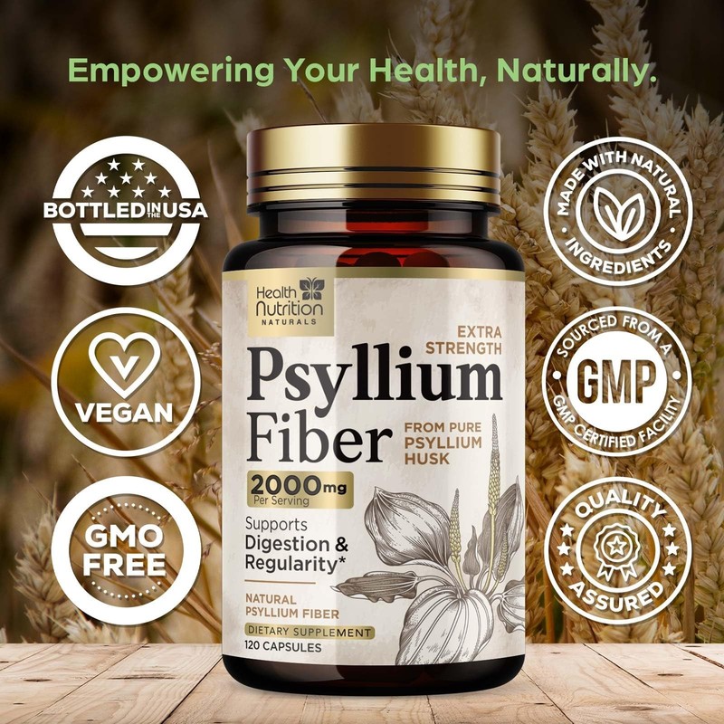 High Absorption Psyllium Husk Capsules 2000mg Daily Fiber Supplement, Psyllium.. gallery