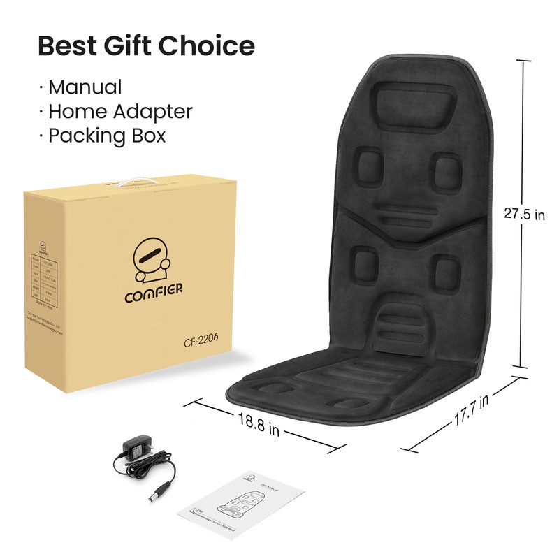 COMFIER Massage Seat Cushion with Heat,Back Massager,10 Vibration Motors,Black gallery