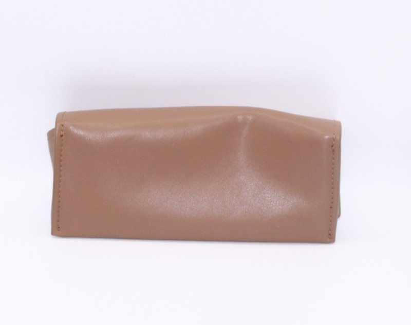 BURBERRY AUTHENTIC EYEGLASSES SUNGLASSES FOLD OVER BROWN CLOTH LEATHER CASE gallery