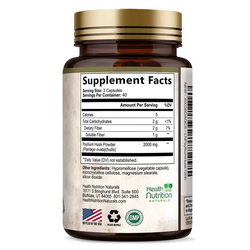 High Absorption Psyllium Husk Capsules 2000mg Daily Fiber Supplement, Psyllium.. gallery
