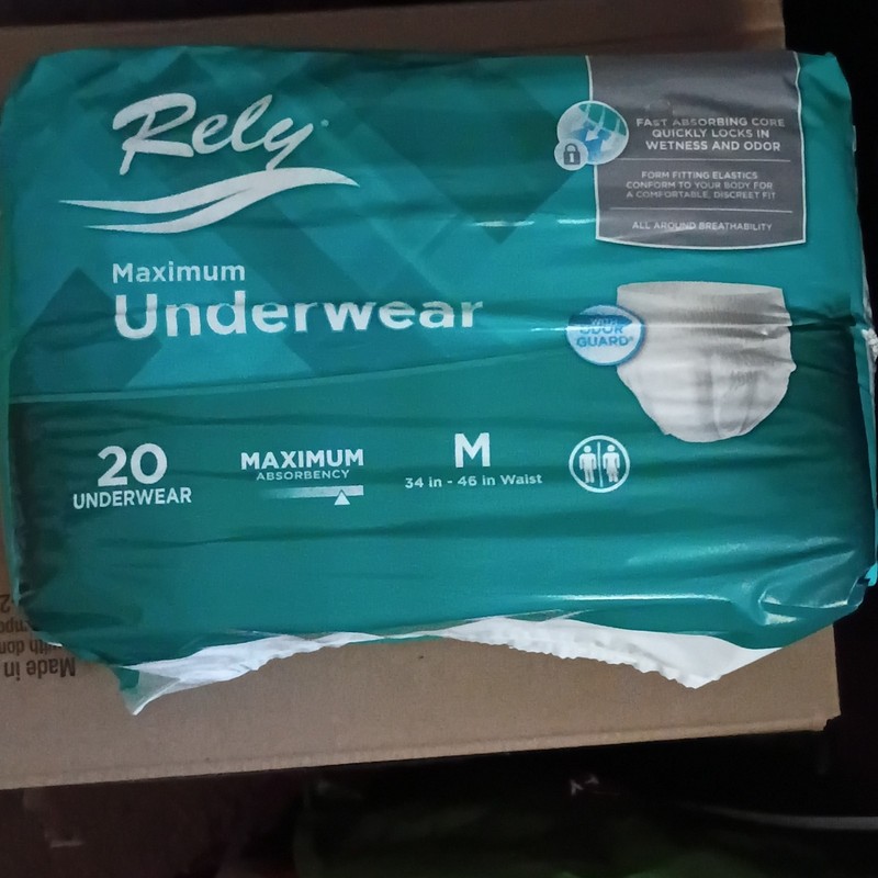 4 PACK Rely Maximum Incontinence Pants M 80 Ct 360° Breathable Odor Guard 1000ml