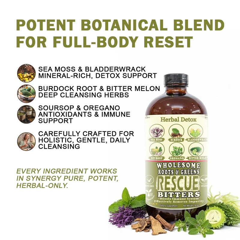 Wholesome Rescue Bitter Detox | 16oz Cleanse | Sea Moss, Burdock, Bitter Melon gallery