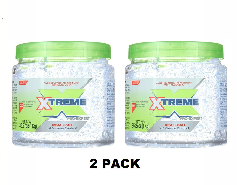 Xtreme Pro-Expert Hair Styling Gel, Jumbo 35.27 oz Clear Jar, 2 Pack