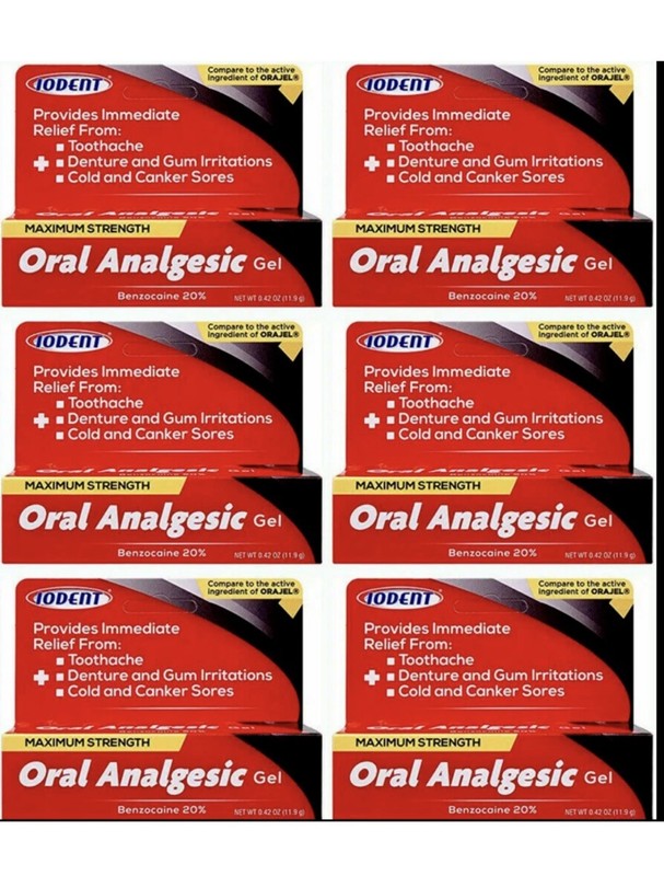 6 Oral Analgesic Gel Maximum Strength Toothache Pain Relief 0.42 oz. Exp.06/2028