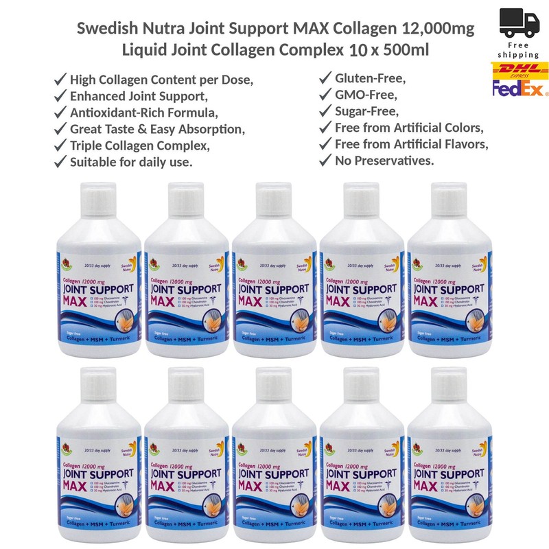 Swedish Nutra Joint Support MAX Collagen – Liquid Joint Collagen Complex x10