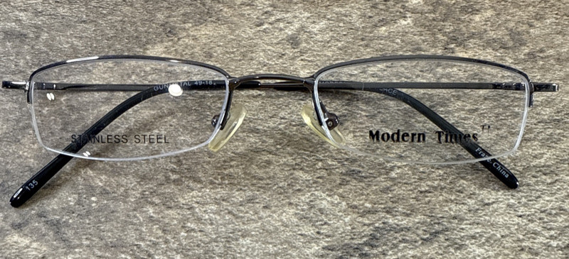 Modern Times PEACE Eyeglass Frame Gunmetal Stainless Steel 49-18-135-24 NWOT G27