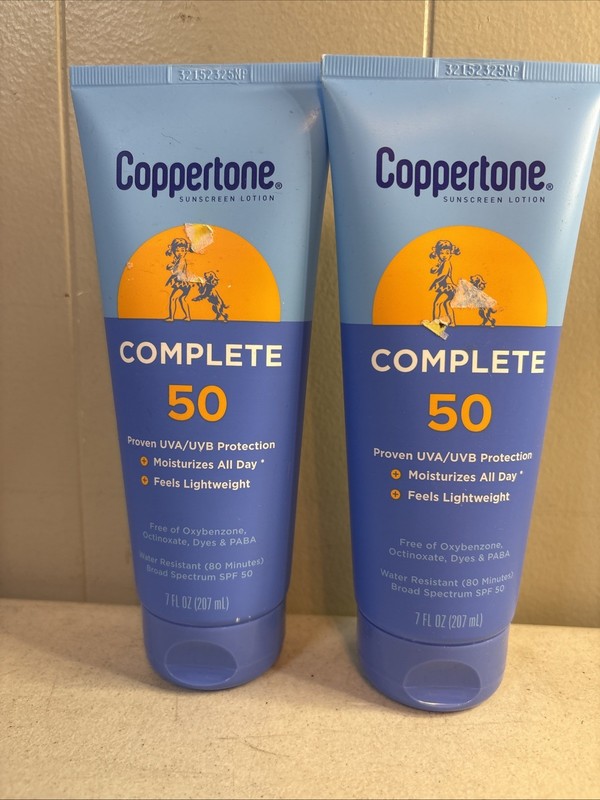 2 Coppertone Complete SPF 50 Water Resistant Sunscreen Lotion 7 fl oz Each